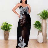 1 Piece Custom Casual Digital Printing Avatar Straps Long Dresses