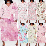 1 Piece Custom Casual Digital Printing V Neck Plus Size Maxi Dresses