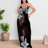 1 Piece Custom Casual Digital Printing Avatar Straps Long Dresses