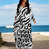 1 Piece Custom Casual Digital Printing Long Sleeve Maxi Dresses