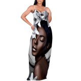 1 Piece Custom Casual Digital Printing Avatar Straps Long Dresses