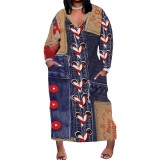 1 Piece Custom Casual Digital Printing V Neck Plus Size Christmas Maxi Dresses