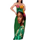 1 Piece Custom Casual Digital Printing Avatar Straps Long Dresses