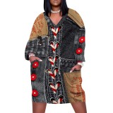 1 Piece Custom Casual Digital Printing V Neck Plus Size Midi Dresses