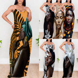 1 Piece Custom Casual Digital Printing Avatar Straps Long Dresses