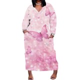 1 Piece Custom Casual Digital Printing V Neck Plus Size Maxi Dresses