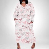 1 Piece Custom Casual Digital Printing V Neck Plus Size Maxi Dresses