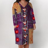 1 Piece Custom Casual Digital Printing V Neck Plus Size Midi Dresses