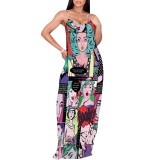 1 Piece Custom Casual Digital Printing Straps Long Dresses