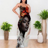 1 Piece Custom Casual Digital Printing Avatar Straps Long Dresses
