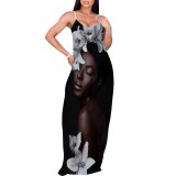 1 Piece Custom Casual Digital Printing Avatar Straps Long Dresses
