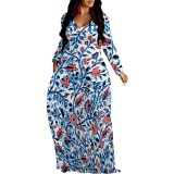 1 Piece Custom Casual Digital Printing Long Sleeve Maxi Dresses