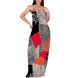 1 Piece Custom Casual Digital Printing Straps Long Dresses
