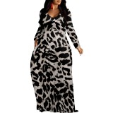 1 Piece Custom Casual Digital Printing Long Sleeve Maxi Dresses