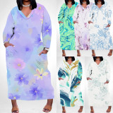 1 Piece Custom Casual Digital Printing V Neck Plus Size Maxi Dresses
