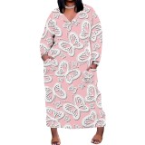 1 Piece Custom Casual Digital Printing V Neck Plus Size Maxi Dresses