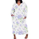 1 Piece Custom Casual Digital Printing V Neck Plus Size Maxi Dresses