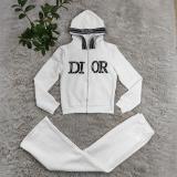 Autumn/winter Knitted Embossed Zipper Hooded Sweatshirt Set