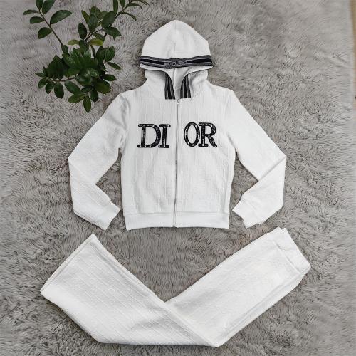 Autumn/winter Knitted Embossed Zipper Hooded Sweatshirt Set
