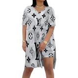 1 Piece Custom Casual Digital Printing V Neck Short Set