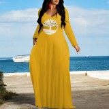 1 Piece Custom Casual Digital Printing Long Sleeve Maxi Dresses