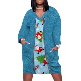 1 Piece Custom Casual Digital Printing Christmas V Neck Plus Size Midi Dresses