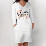 1 Piece Custom Casual Digital Printing V Neck Plus Size Midi Dresses