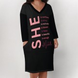 1 Piece Custom Casual Digital Printing V Neck Plus Size Midi Dresses