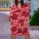 1 Piece Custom Casual Digital Printing V Neck Plus Size Midi Dresses