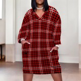 1 Piece Custom Casual Digital Printing V Neck Plus Size Midi Dresses