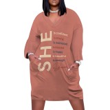 1 Piece Custom Casual Digital Printing V Neck Plus Size Midi Dresses