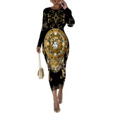 1 Piece Custom Casual Digital Printing O Neck Mid Dresses