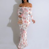 1 Piece Custom Casual Digital Printing Off Shoulder Evening Dresses