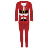 1 Piece Custom Casual Digital Printing Christmas Long Sleeve Pant Set
