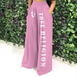 1 Piece Custom Casual Digital Printing Letter Long Pant