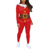 1 Piece Custom Casual Digital Printing Christmas Long Sleeve Pant Set