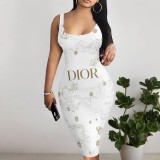 1 Piece Custom Casual Digital Printing U Neck Sleeveless Midi Dresses
