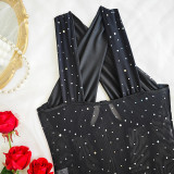 Sexy See Through Mesh Fishbone Hollow Out Vest One-piece Bodysuit