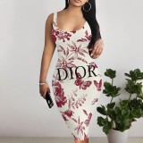 1 Piece Custom Casual Digital Printing U Neck Sleeveless Midi Dresses