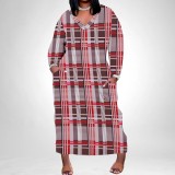 1 Piece Custom Casual Digital Printing V Neck Plus Size Midi Dresses