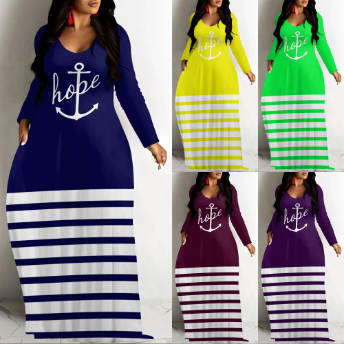1 Piece Custom Casual Digital Printing V Neck Maxi Dresses