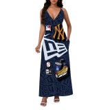 1 Piece Custom Casual Digital Printing Straps V Neck Maxi Dress