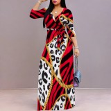 1 Piece Custom Casual Digital Printing V Neck 3/4 Sleeve Maxi Dresses