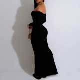 1 Piece Custom Casual Digital Printing Off Shoulder Maxi Dresses