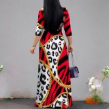 1 Piece Custom Casual Digital Printing V Neck 3/4 Sleeve Maxi Dresses