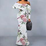 1 Piece Custom Casual Digital Printing Off Shoulder Maxi Dresses