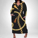 1 Piece Custom Casual Digital Printing V Neck Plus Size Long Dresses