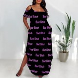 1 Piece Custom Casual Digital Printing Cold Shoulder Plus Size Maxi Dress