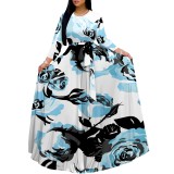 1 Piece Custom Casual Print O Neck Long Sleeve Maxi Dress