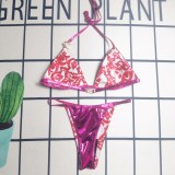 Summer Beach Padded Printed Halter Two Piece Bikini Swimwears